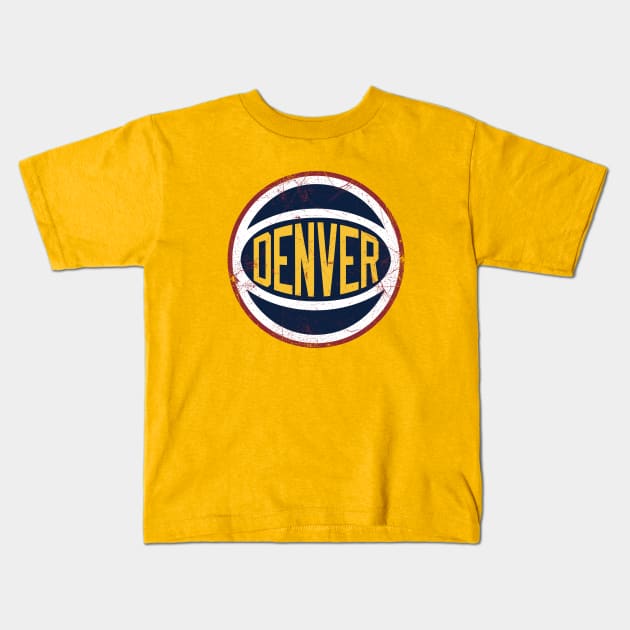 Denver Retro Ball - Gold Kids T-Shirt by KFig21